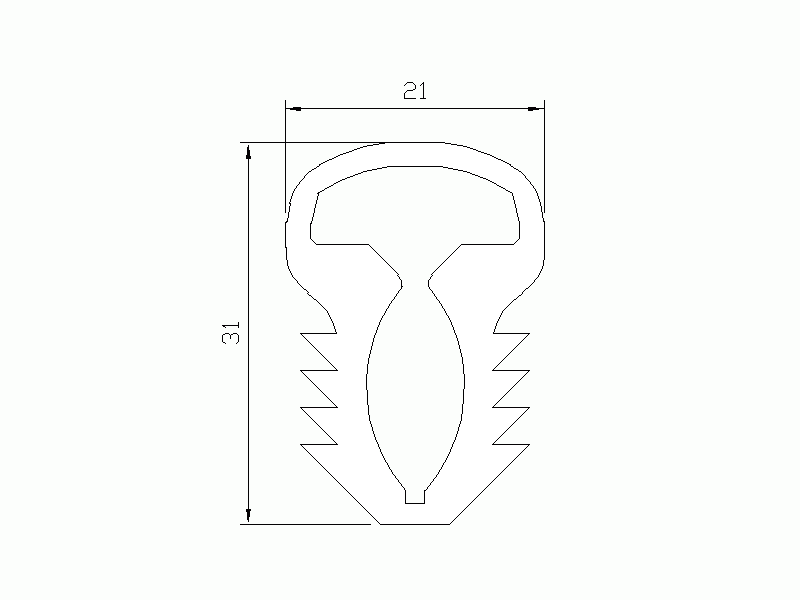 Perfil de Silicona P1819 - formato tipo Doble Agujero - forma irregular