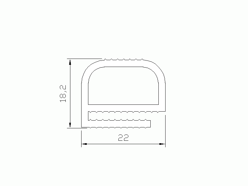 Perfil de Silicona P1831B - formato tipo e - forma irregular