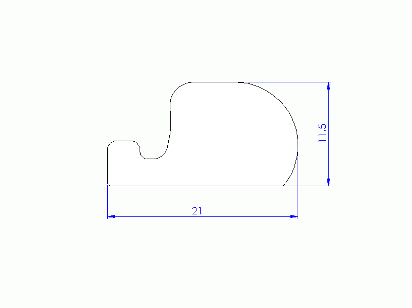 Perfil de Silicona P1831M - formato tipo D - forma irregular