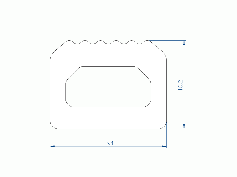 Perfil de Silicona P1831Z - formato tipo D - forma irregular