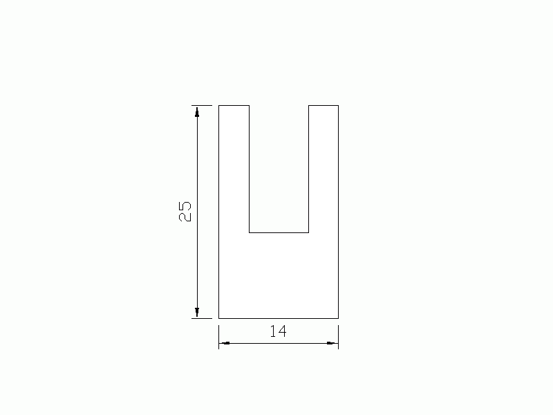 Perfil de Silicona P186A - formato tipo U - forma irregular