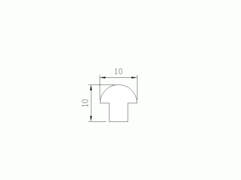 Perfil de Silicona P1895A - formato tipo T - forma irregular