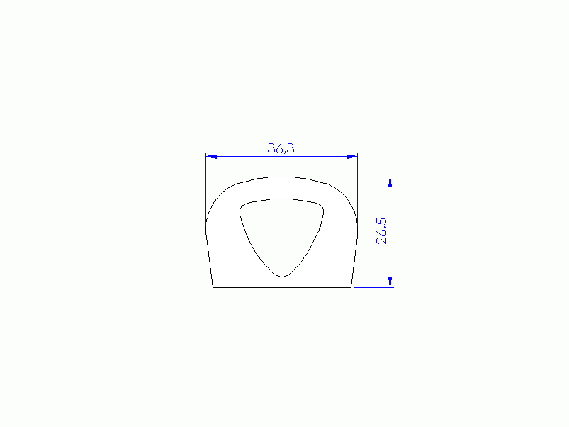 Perfil de Silicona P1895G - formato tipo D - forma irregular