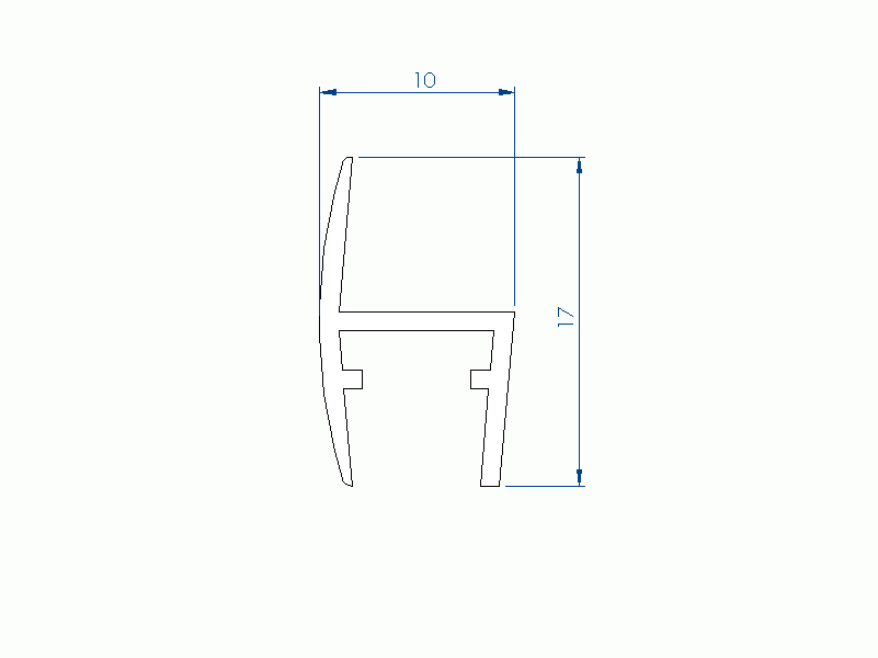 Perfil de Silicona P1904CB - formato tipo h - forma irregular