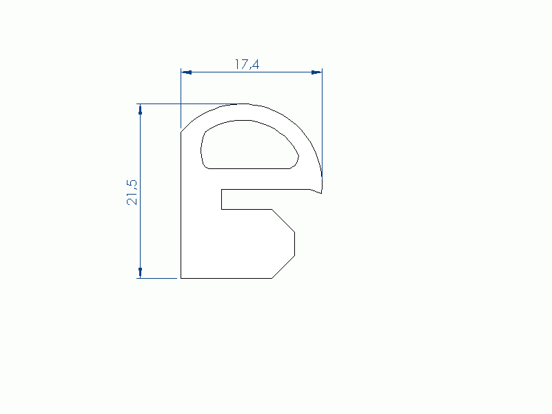 Perfil de Silicona P1904CV - formato tipo e - forma irregular