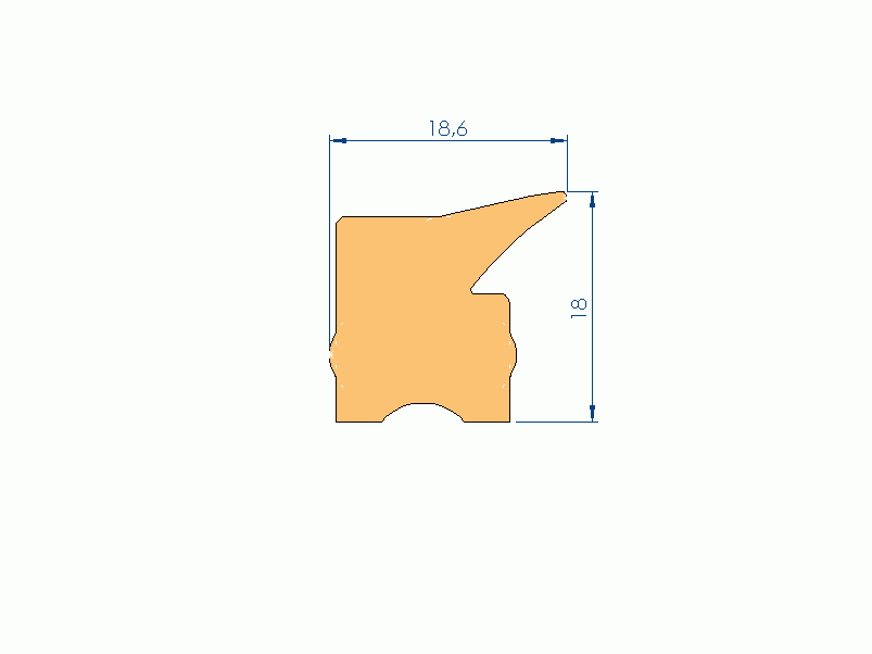 Perfil de Silicona P1904FS - formato tipo Labiado - forma irregular