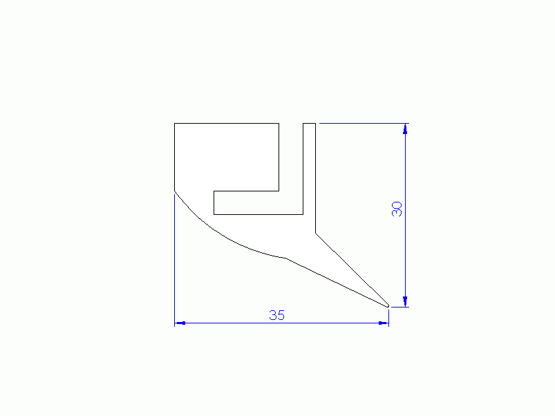 Perfil de Silicona P1904G - formato tipo Labiado - forma irregular