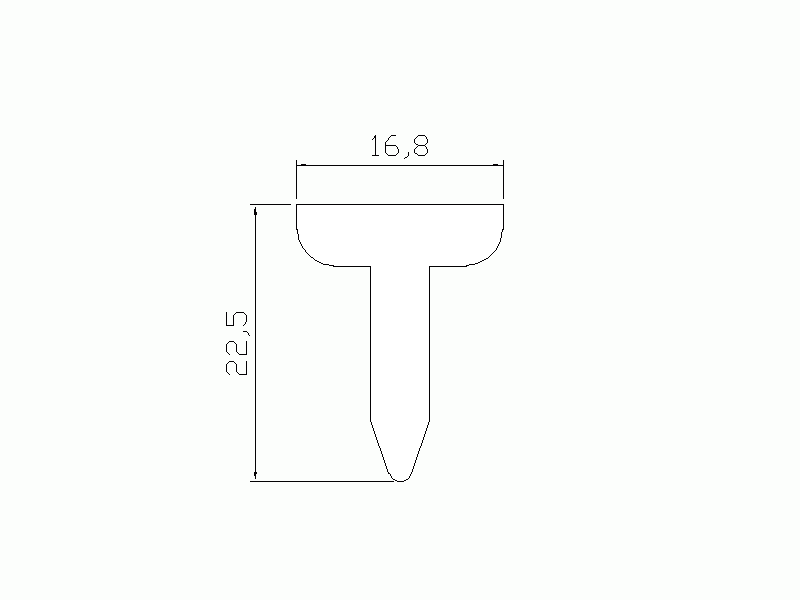 Perfil de Silicona P199A - formato tipo T - forma irregular