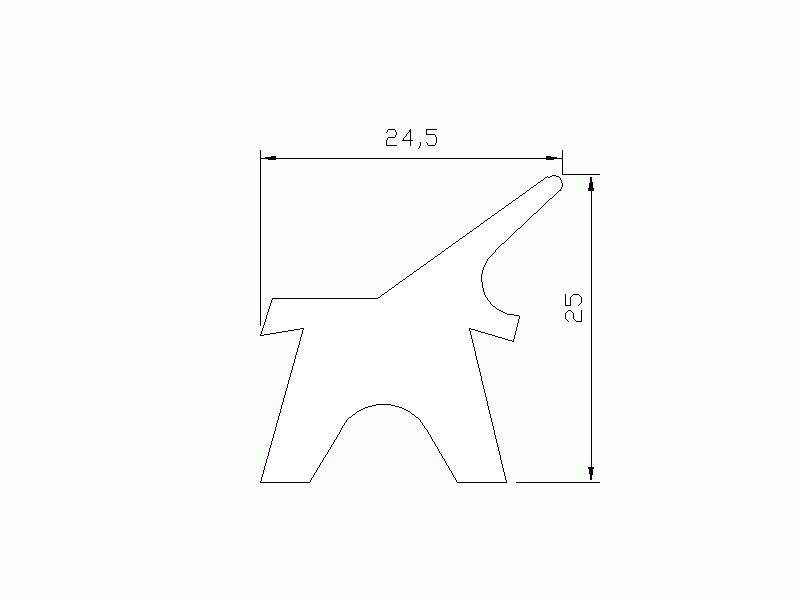 Perfil de Silicona P20025 - formato tipo Labiado - forma irregular