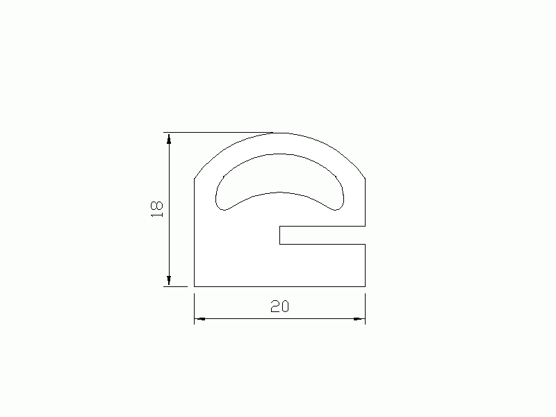 Perfil de Silicona P2023 - formato tipo e - forma irregular