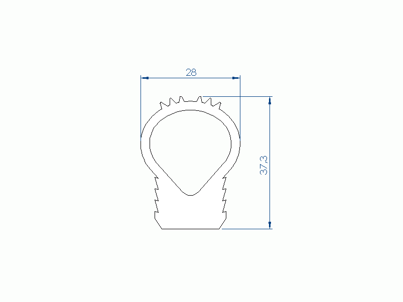 Perfil de Silicona P2040E - formato tipo Tubo - forma irregular