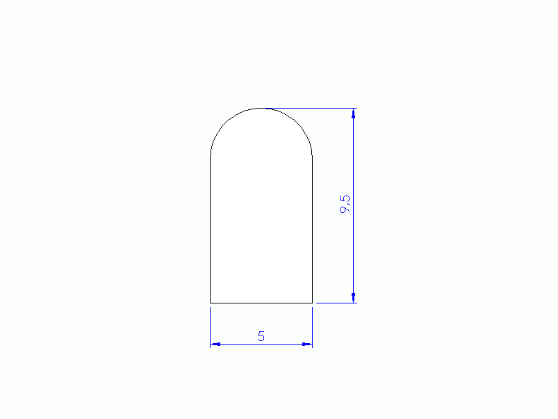 Perfil de Silicona P2055T - formato tipo D - forma irregular