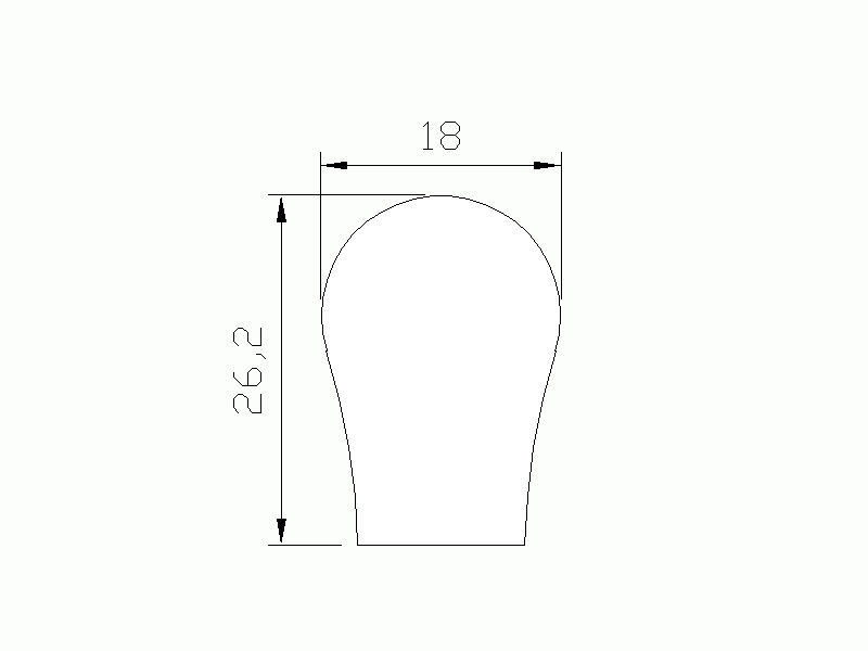 Perfil de Silicona P206 - formato tipo D - forma irregular