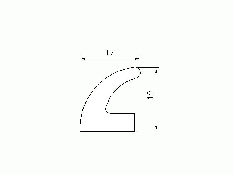 Perfil de Silicona P206C - formato tipo Labiado - forma irregular