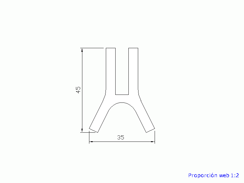 Perfil de Silicona P206Z - formato tipo U - forma irregular