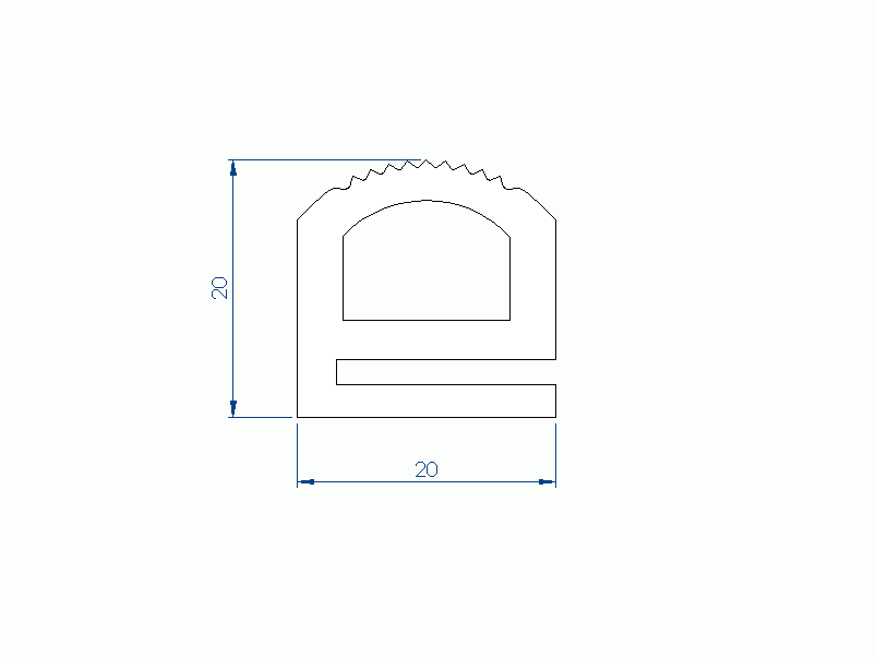 Perfil de Silicona P2090K - formato tipo e - forma irregular