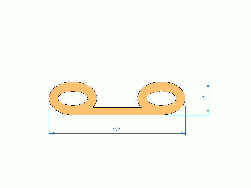 Perfil de Silicona P213D - formato tipo Forma anteojos - forma irregular