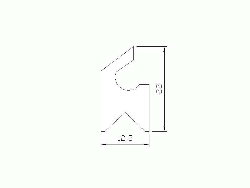 Perfil de Silicona P2162B - formato tipo Labiado - forma irregular