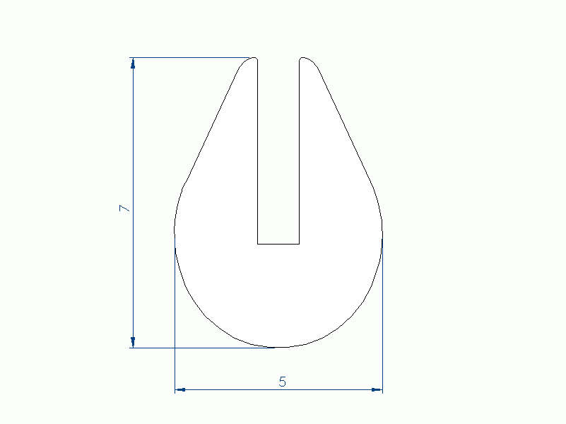 Perfil de Silicona P2200Q - formato tipo U - forma irregular