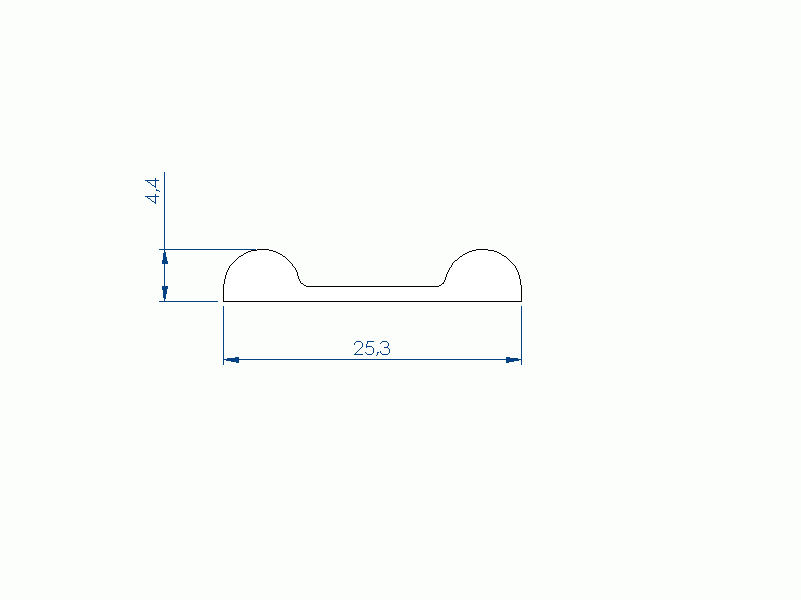 Perfil de Silicona P2200S - formato tipo Forma anteojos - forma irregular