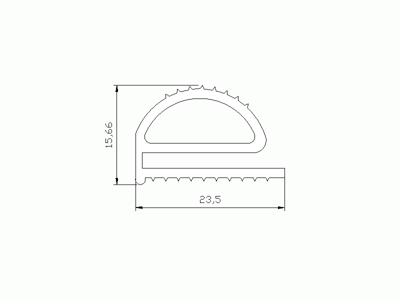 Perfil de Silicona P221-E - formato tipo e - forma irregular