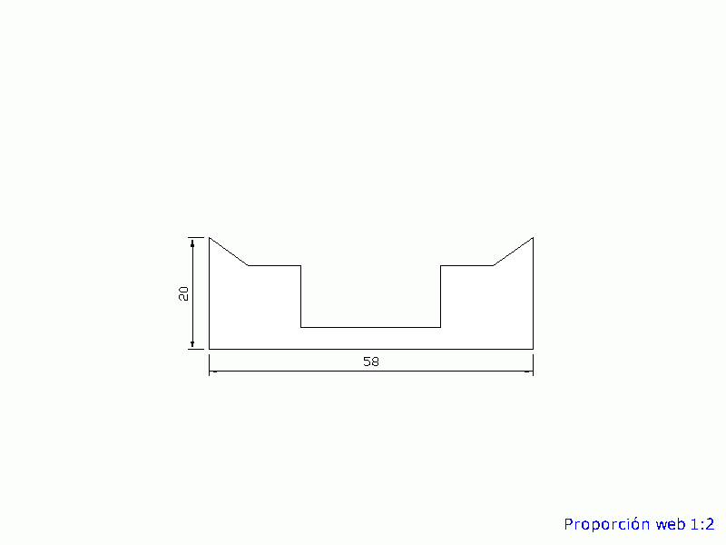 Perfil de Silicona P221G - formato tipo U - forma irregular