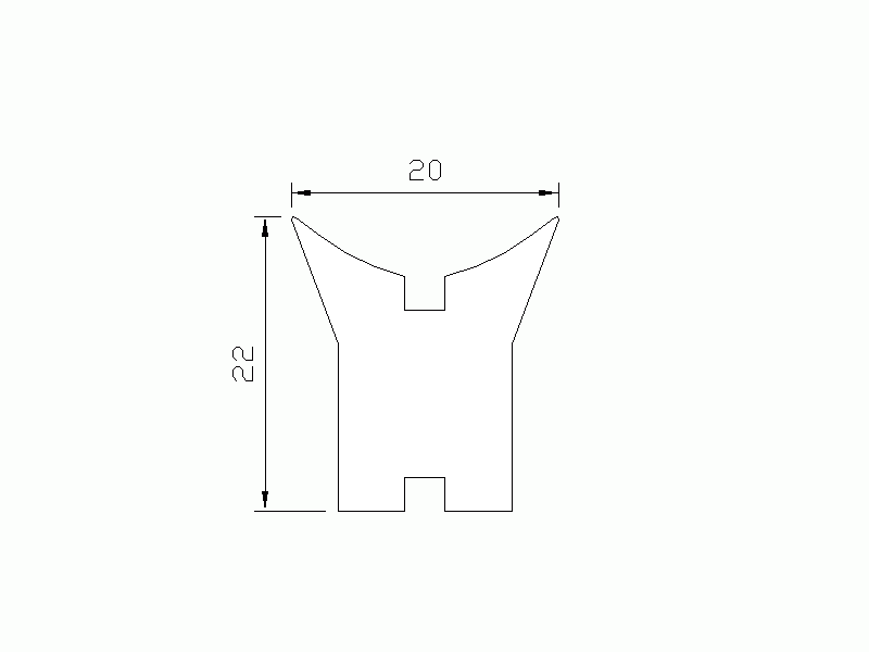 Perfil de Silicona P2222E - formato tipo Cuernos - forma irregular