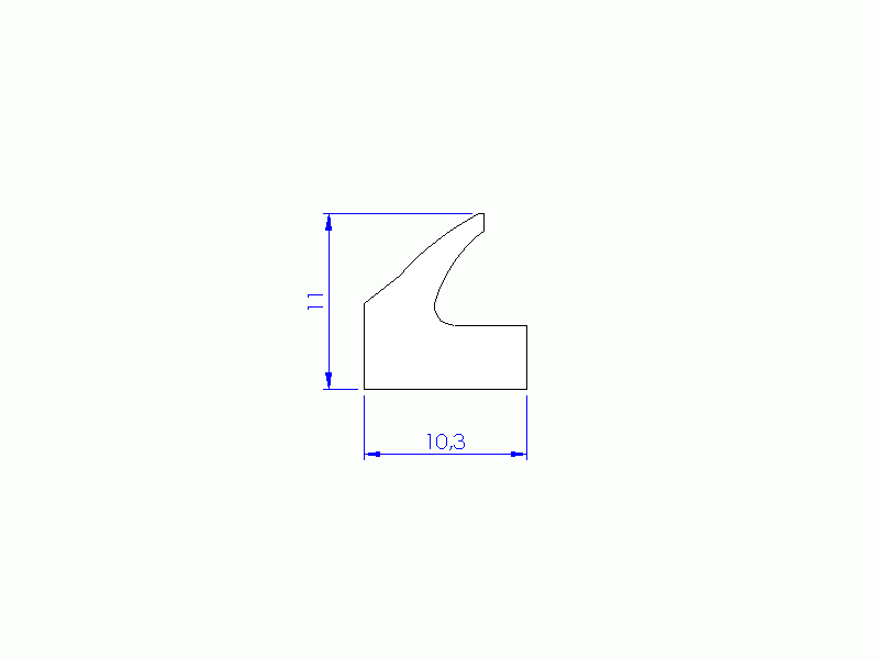 Perfil de Silicona P2222G - formato tipo Labiado - forma irregular