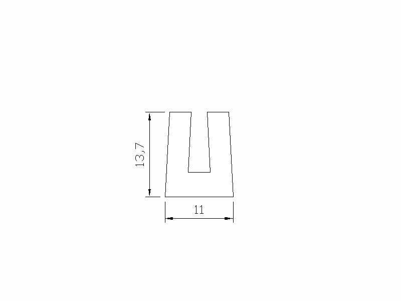 Perfil de Silicona P2222I - formato tipo U - forma irregular