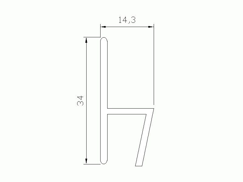 Perfil de Silicona P2222S - formato tipo h - forma irregular