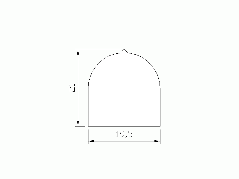 Perfil de Silicona P2222T - formato tipo D - forma irregular