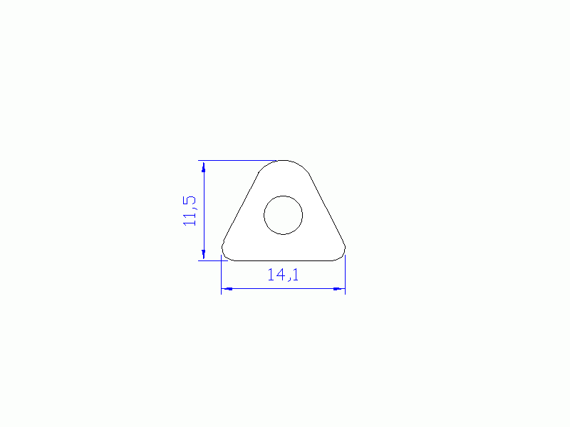 Perfil de Silicona P2222V - formato tipo Triangulo - forma regular