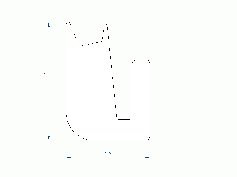 Perfil de Silicona P2231L - formato tipo U - forma irregular