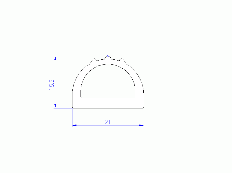 Perfil de Silicona P2350A - formato tipo D - forma irregular