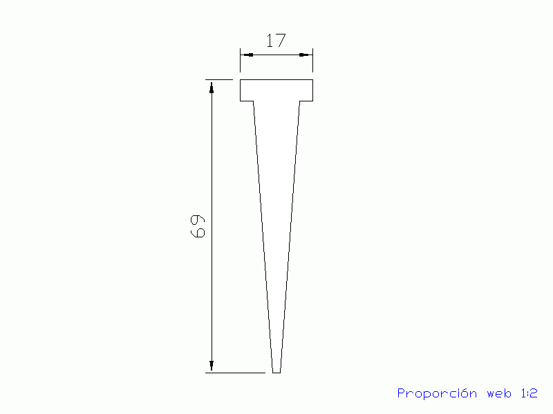 Perfil de Silicona P2364 - formato tipo T - forma irregular