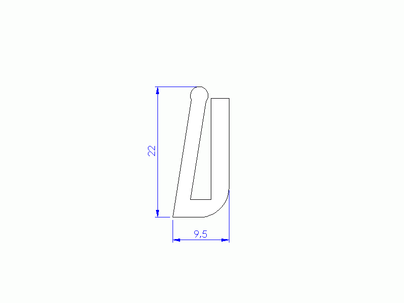 Perfil de Silicona P2377A - formato tipo U - forma irregular