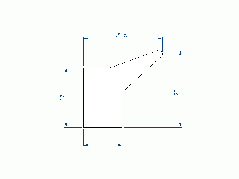 Perfil de Silicona P2448C - formato tipo Labiado - forma irregular