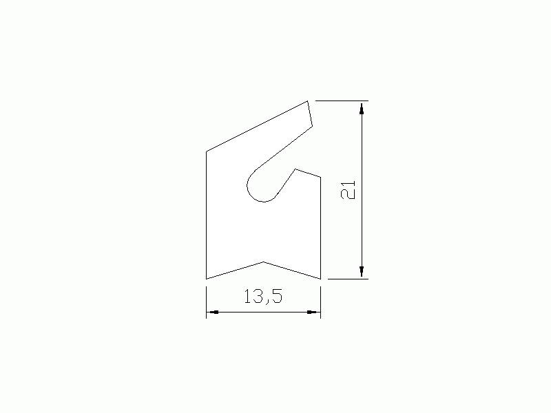 Perfil de Silicona P2448D - formato tipo Labiado - forma irregular