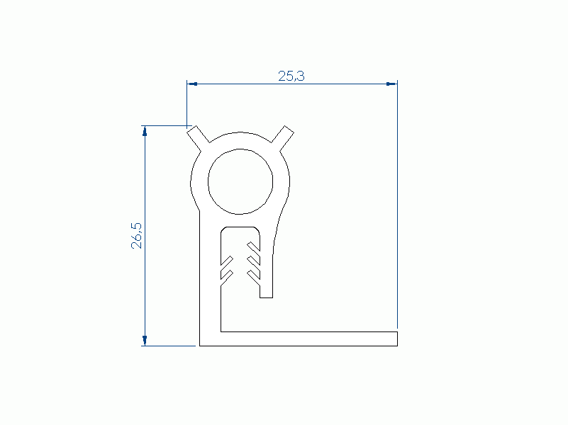 Perfil de Silicona P2450P - formato tipo U - forma irregular