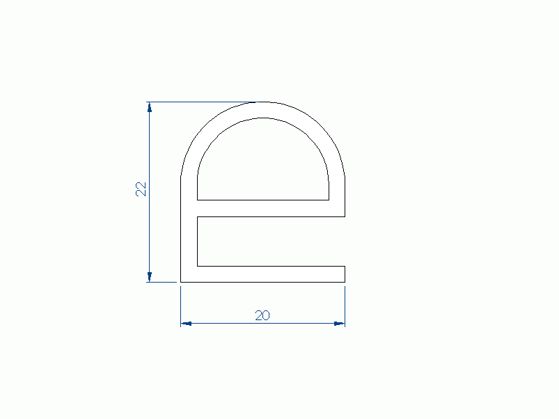 Perfil de Silicona P2554R - formato tipo e - forma irregular