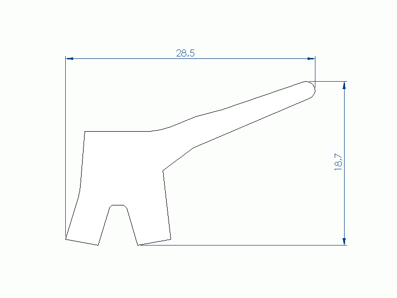 Perfil de Silicona P2565AL - formato tipo Labiado - forma irregular