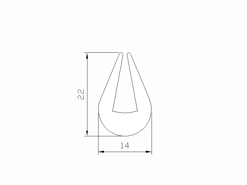 Perfil de Silicona P2595A - formato tipo U - forma irregular