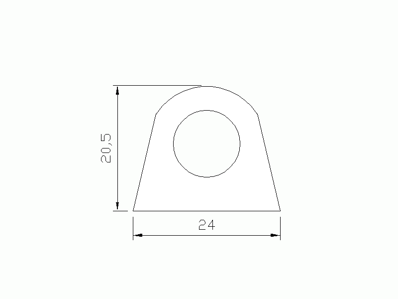 Perfil de Silicona P26-9T11 - formato tipo D - forma irregular