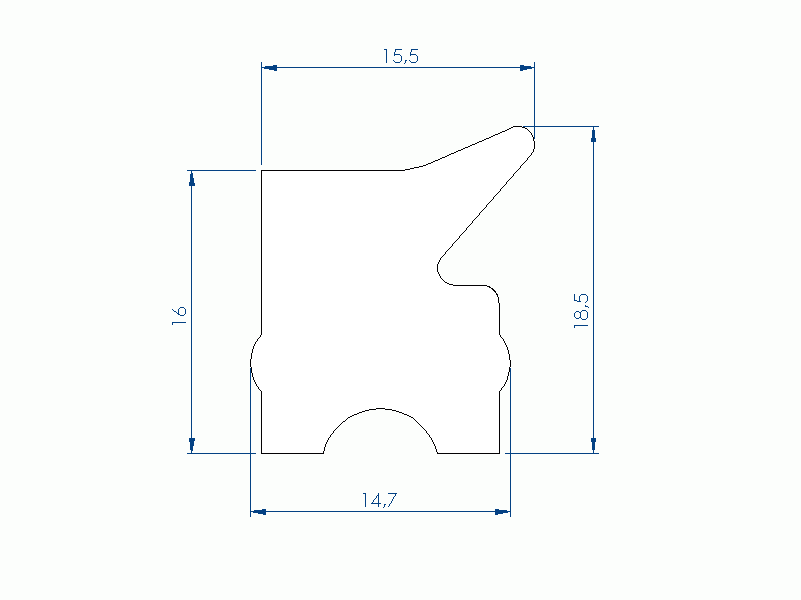 Perfil de Silicona P2688AK - formato tipo Labiado - forma irregular