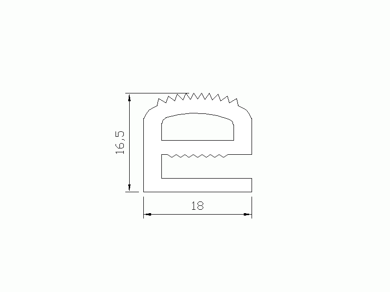 Perfil de Silicona P268CX - formato tipo e - forma irregular