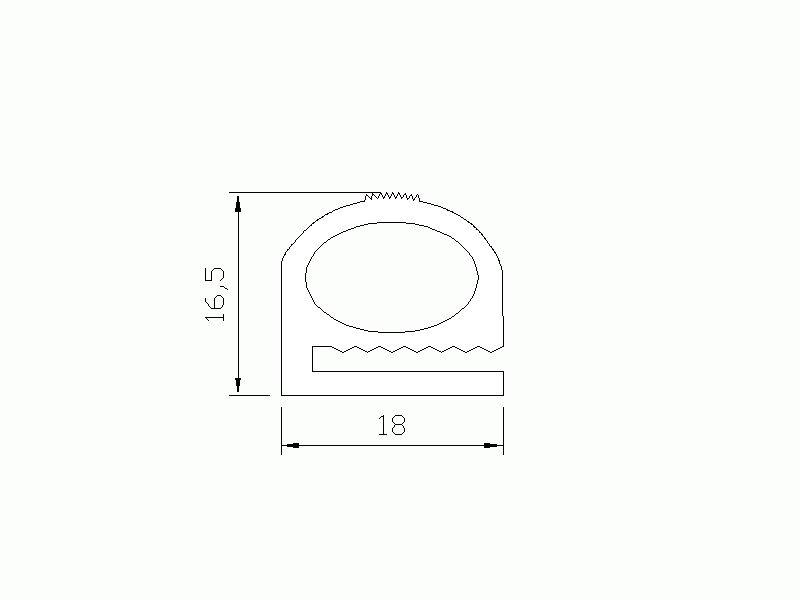 Perfil de Silicona P268E - formato tipo e - forma irregular