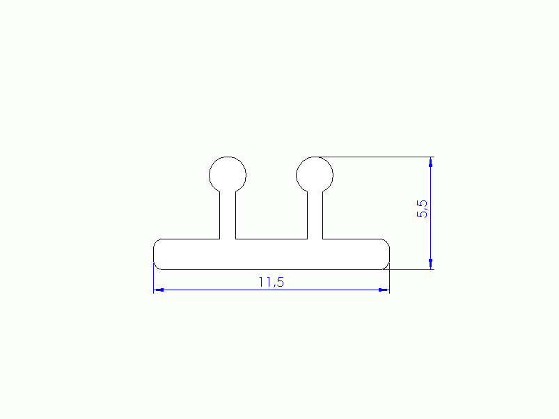 Perfil de Silicona P268EG - formato tipo Perfil de Silicona plano con Burbuja - forma irregular