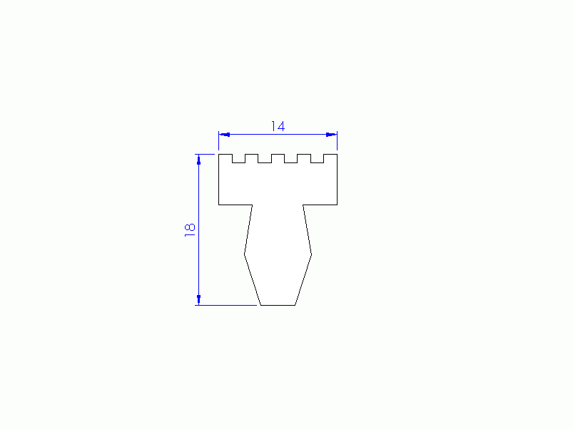 Perfil de Silicona P268EM - formato tipo T - forma irregular