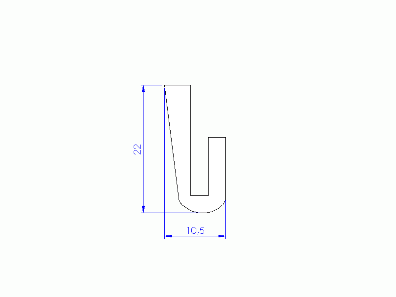 Perfil de Silicona P268EP - formato tipo U - forma irregular