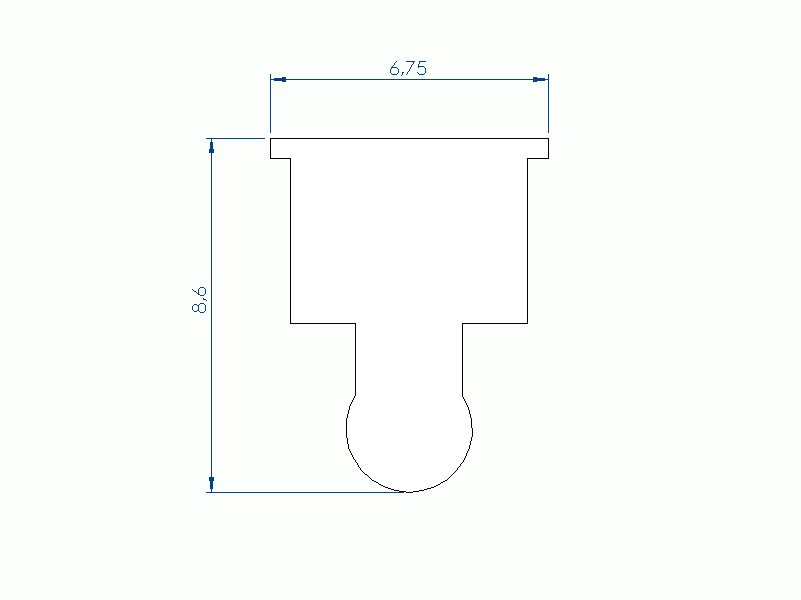 Perfil de Silicona P268EV - formato tipo T - forma irregular